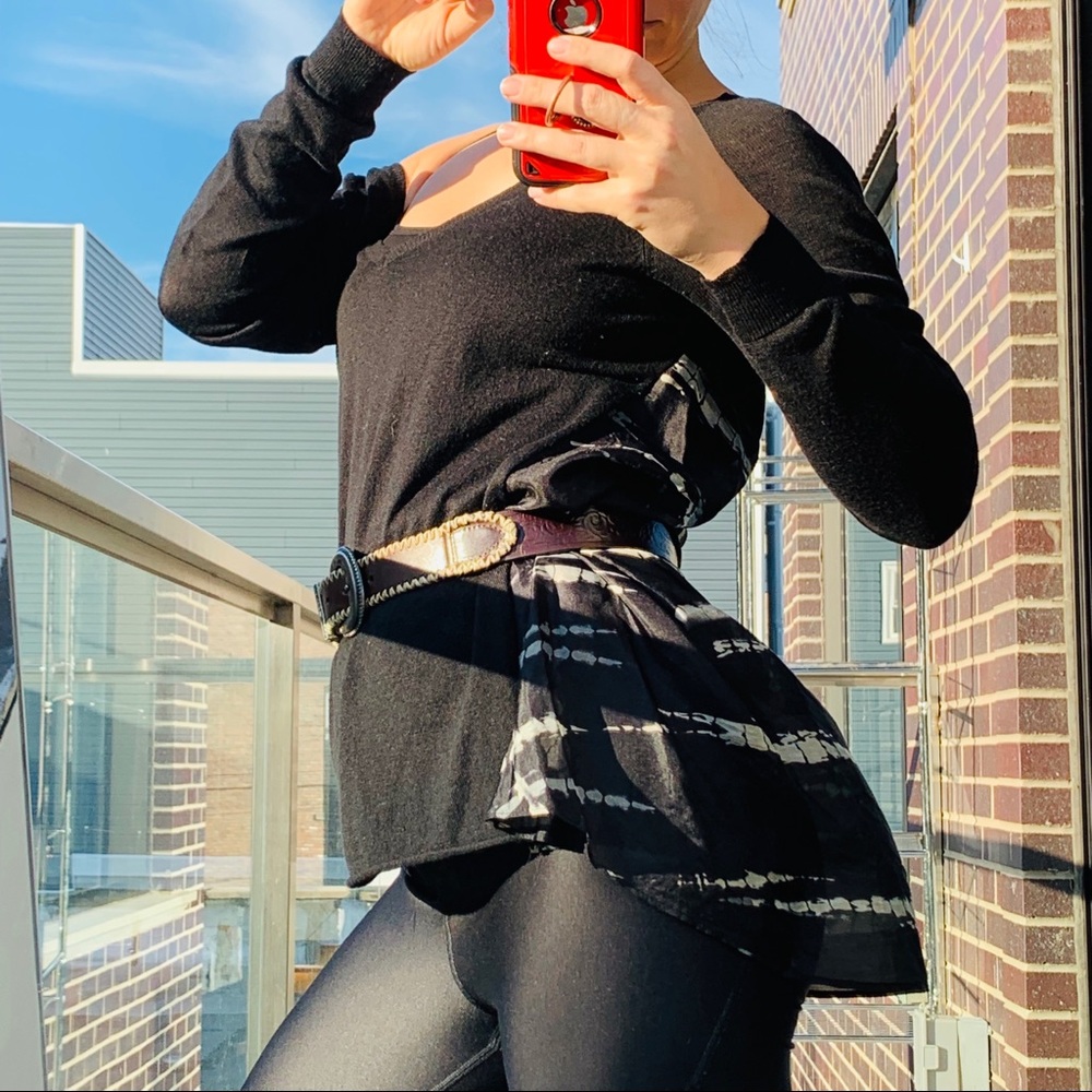 Subtle Luxury Genuine Silk Wool Hi-Lo Off Shoulder Oversized Top Sweater